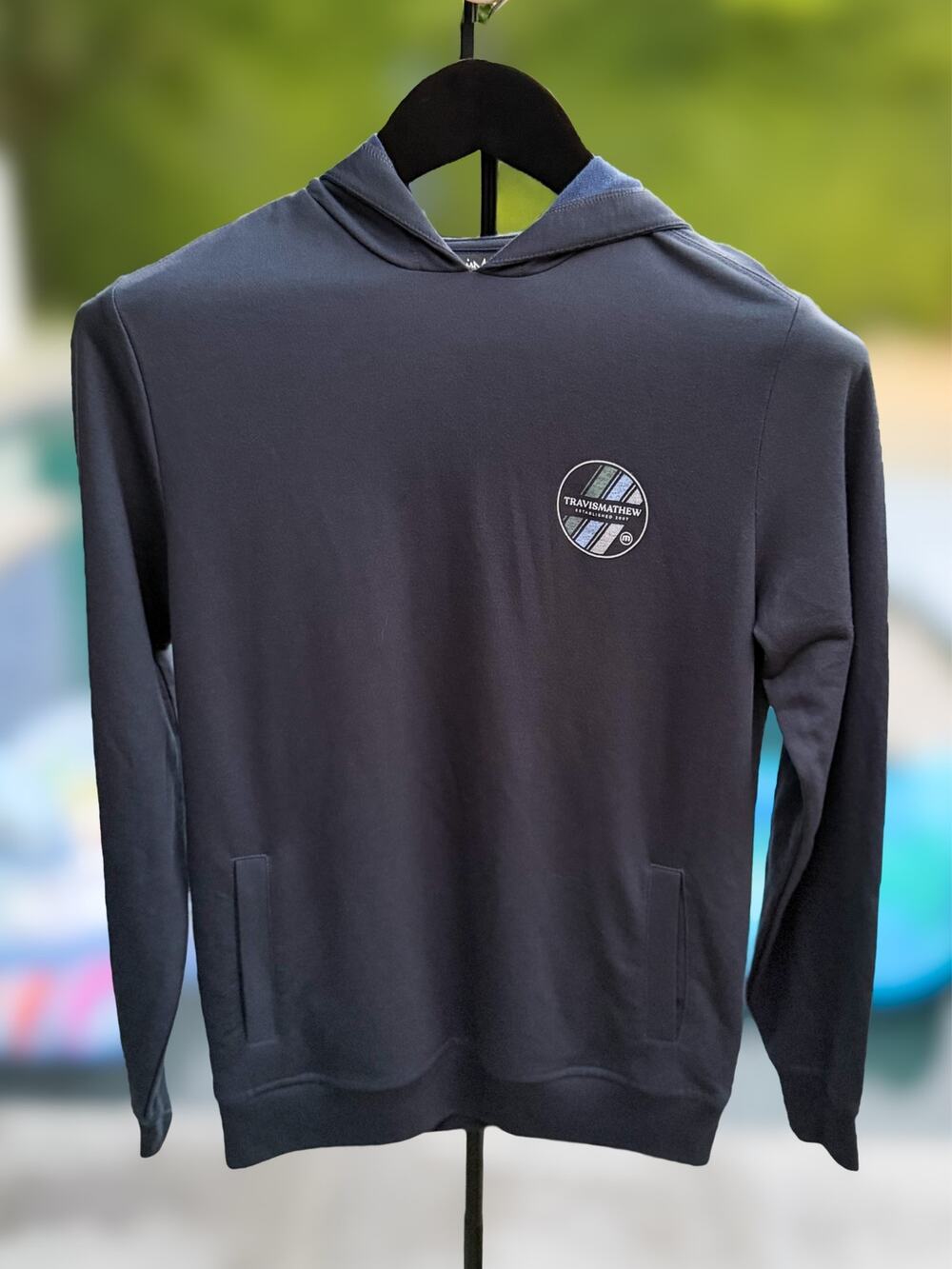 TravisMathew Youth Medium Performance Hoodie Navy Pima Modal Golf NWOT
